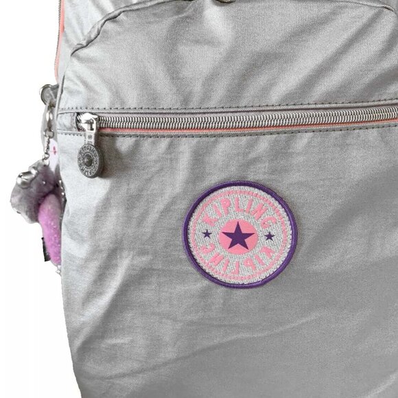 brand new Extra Large 47cm xl 17" Laptop Kipling Seoul Backpack silver - Picture 2 of 12